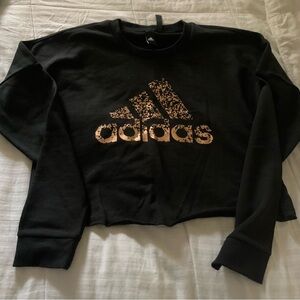 Adidas Black Cropped Sweatshirt with Gold Logo
